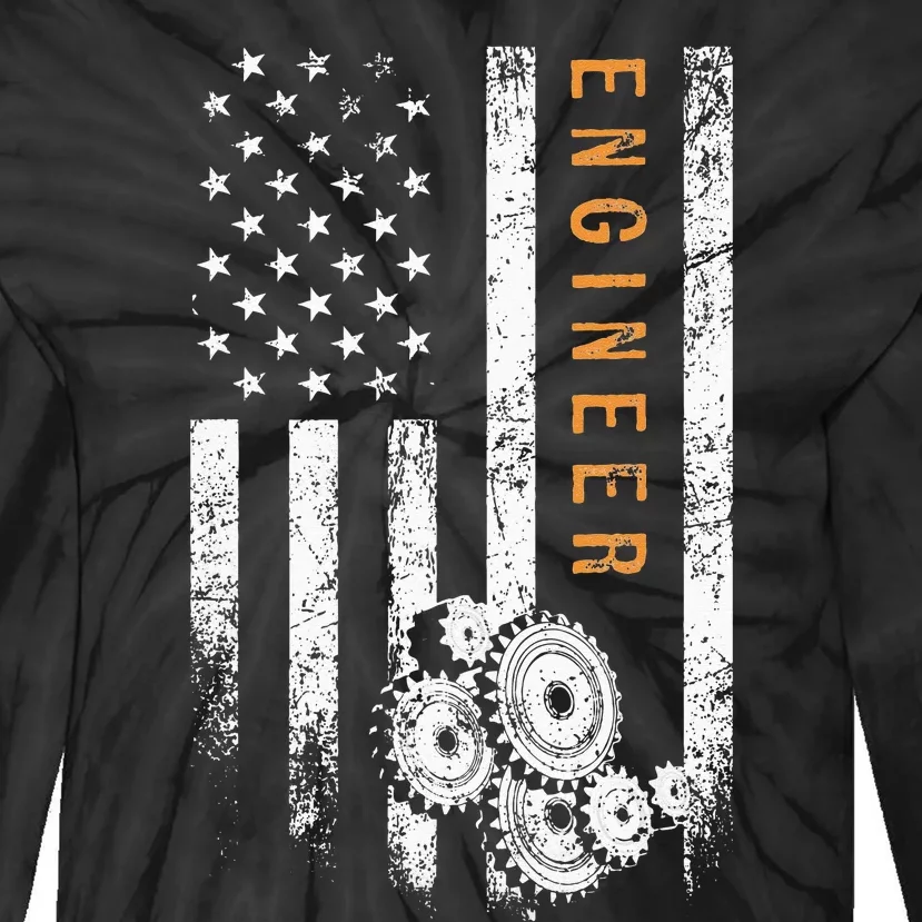 Engineer American Flag Design Engineering Tie-Dye Long Sleeve Shirt