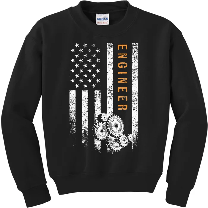 Engineer American Flag Design Engineering Kids Sweatshirt