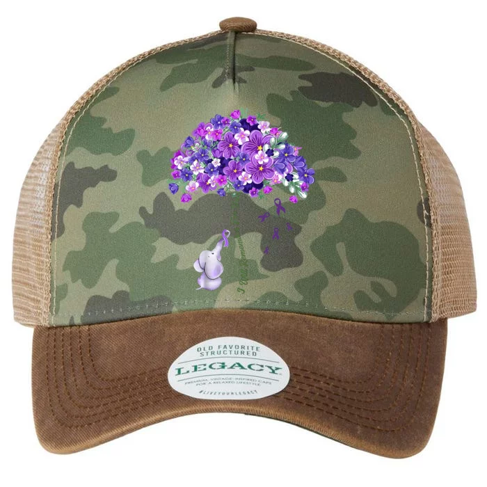 Elephant Alzheimers Flower Family Support Legacy Tie Dye Trucker Hat