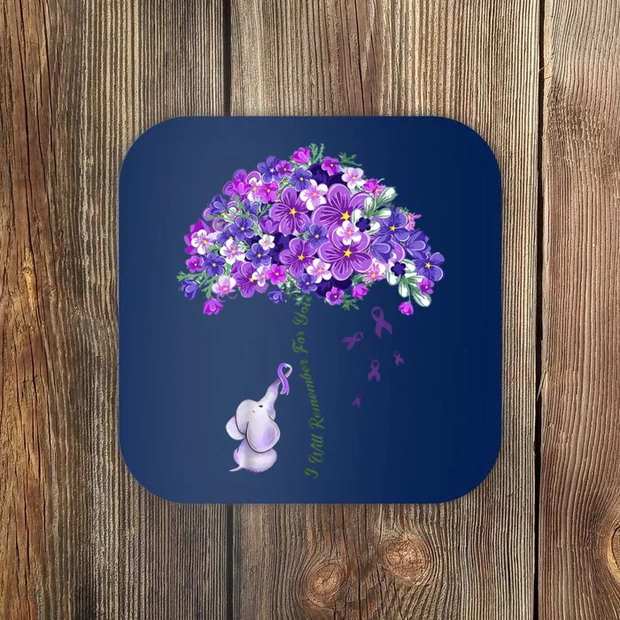 Elephant Alzheimers Flower Family Support Coaster