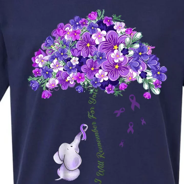 Elephant Alzheimers Flower Family Support Sueded Cloud Jersey T-Shirt