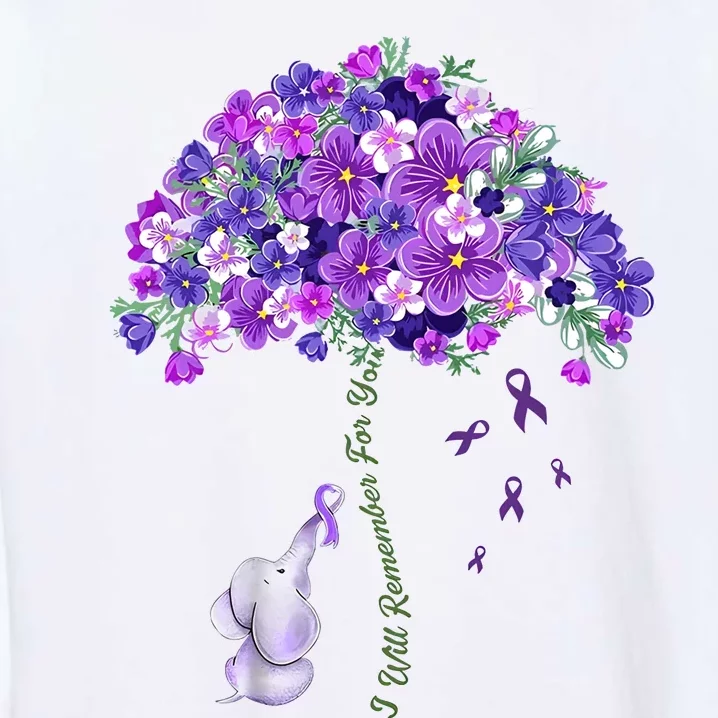 Elephant Alzheimers Flower Family Support Garment-Dyed Sweatshirt