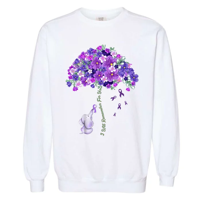 Elephant Alzheimers Flower Family Support Garment-Dyed Sweatshirt