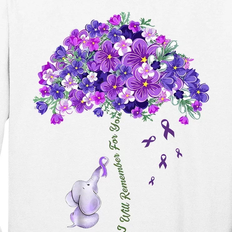 Elephant Alzheimers Flower Family Support Long Sleeve Shirt