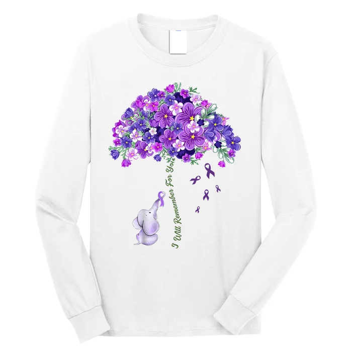 Elephant Alzheimers Flower Family Support Long Sleeve Shirt