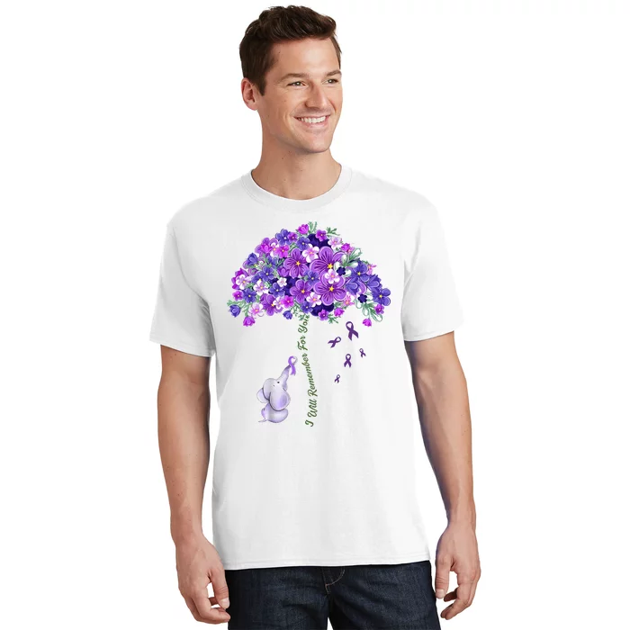 Elephant Alzheimers Flower Family Support T-Shirt