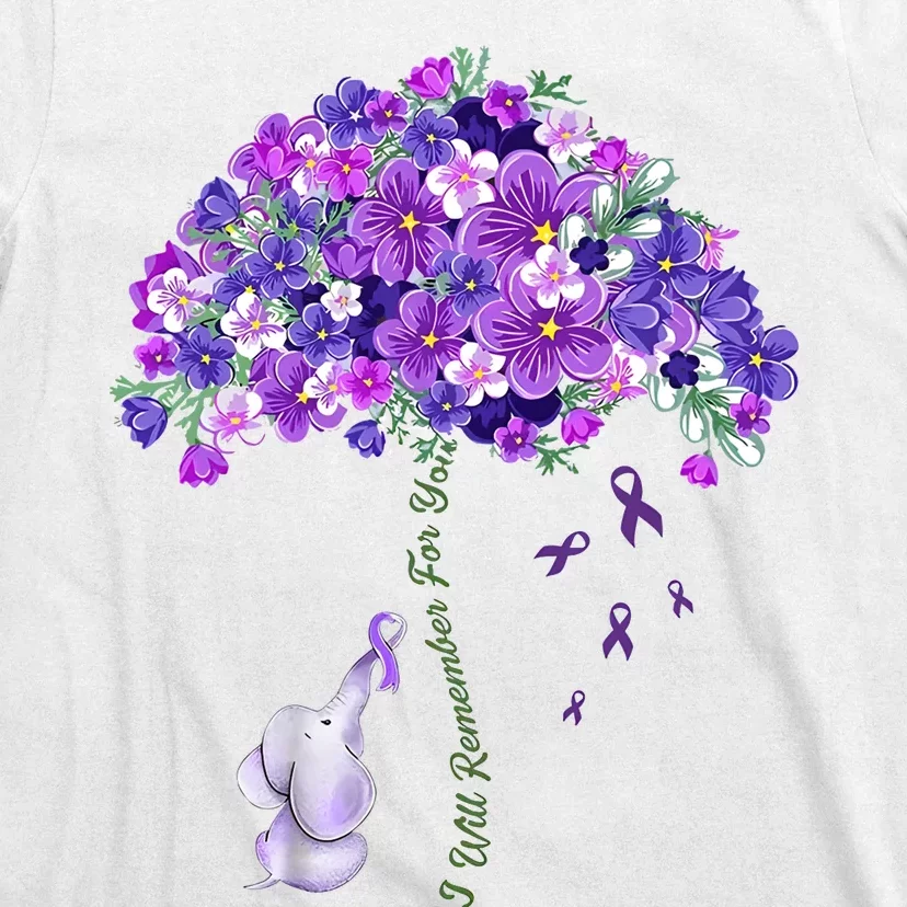 Elephant Alzheimers Flower Family Support T-Shirt