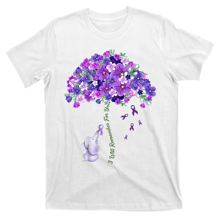 Elephant Alzheimers Flower Family Support T-Shirt