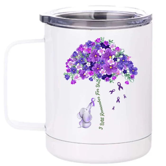 Elephant Alzheimers Flower Family Support Front & Back 12oz Stainless Steel Tumbler Cup