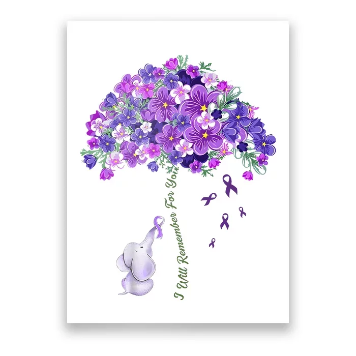 Elephant Alzheimers Flower Family Support Poster