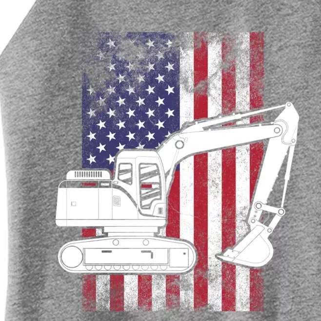 Excavator American Flag Usa Patriotic Cool Heavy Equipt Cool Gift Women’s Perfect Tri Rocker Tank