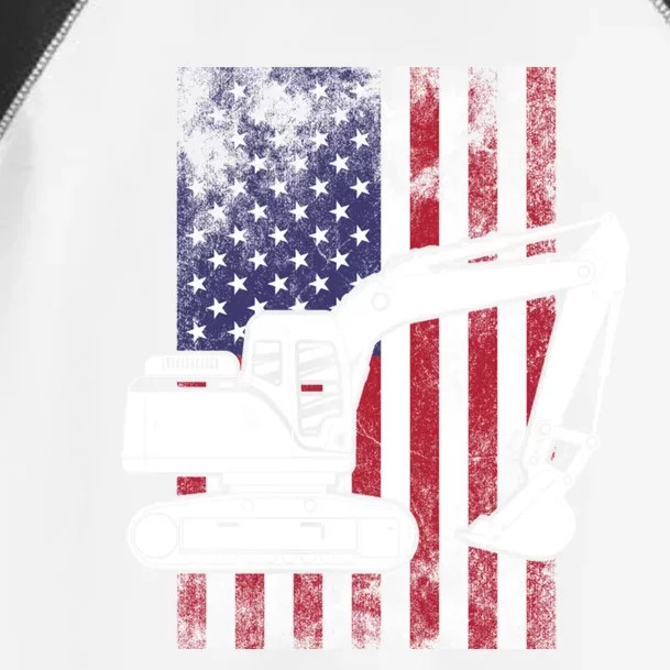 Excavator American Flag Usa Patriotic Cool Heavy Equipt Cool Gift Toddler Fine Jersey T-Shirt