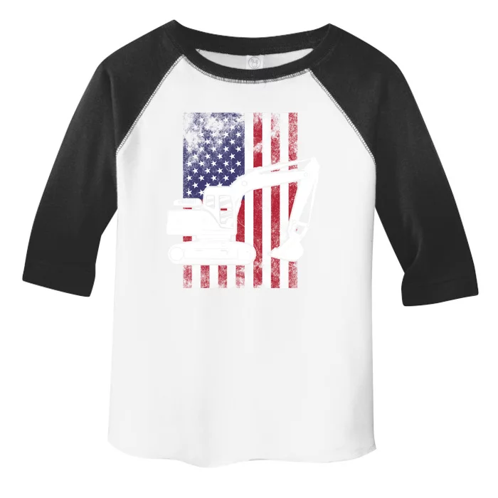 Excavator American Flag Usa Patriotic Cool Heavy Equipt Cool Gift Toddler Fine Jersey T-Shirt