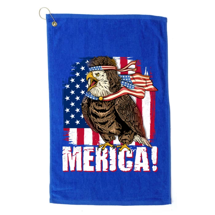 Eagle American Flag Usa Flag Mullet Eagle 4th Of July Merica Cool Gift Platinum Collection Golf Towel