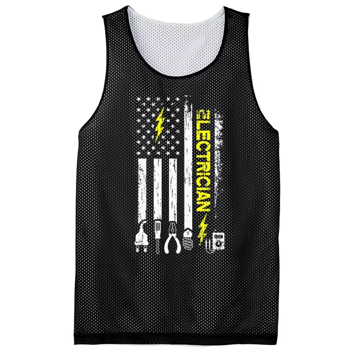 Electrician American Flag Patriotic Electrical Mesh Reversible Basketball Jersey Tank