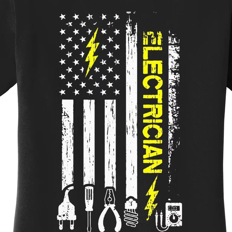 Electrician American Flag Patriotic Electrical Women's T-Shirt