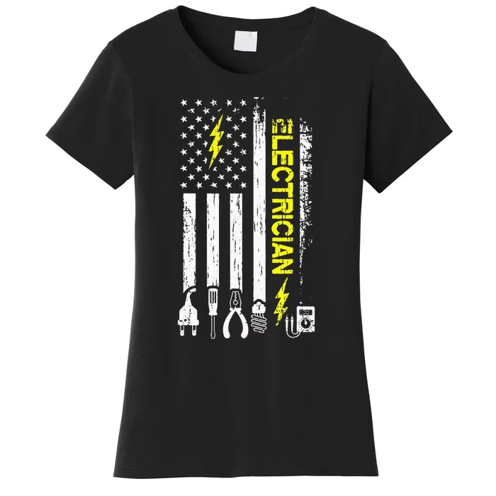 Electrician American Flag Patriotic Electrical Women's T-Shirt