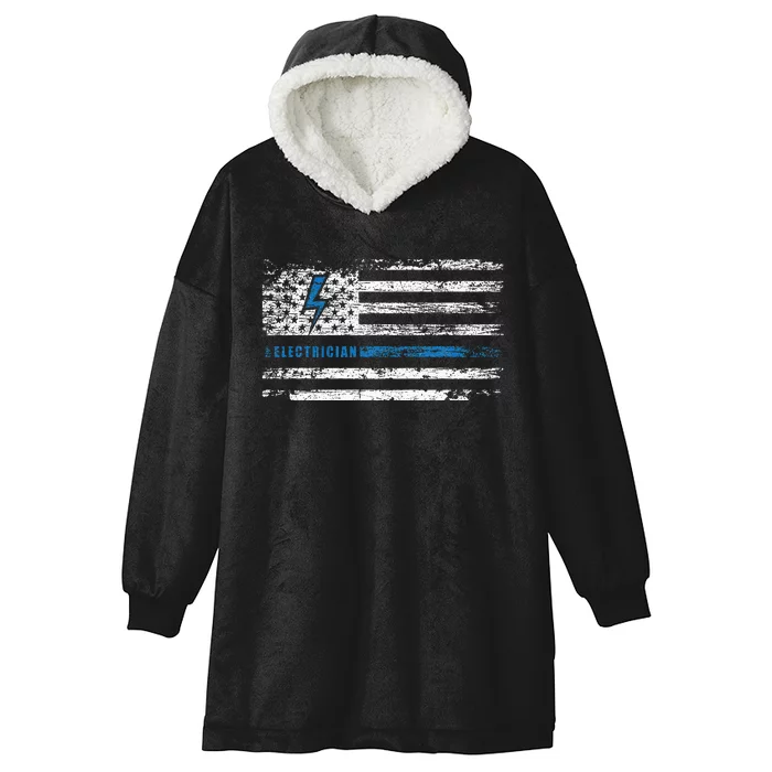 Electrician American Flag Hooded Wearable Blanket