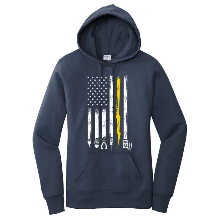 Electrician American Flag USA Women's Pullover Hoodie