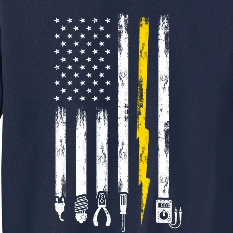 Electrician American Flag USA Tall Sweatshirt