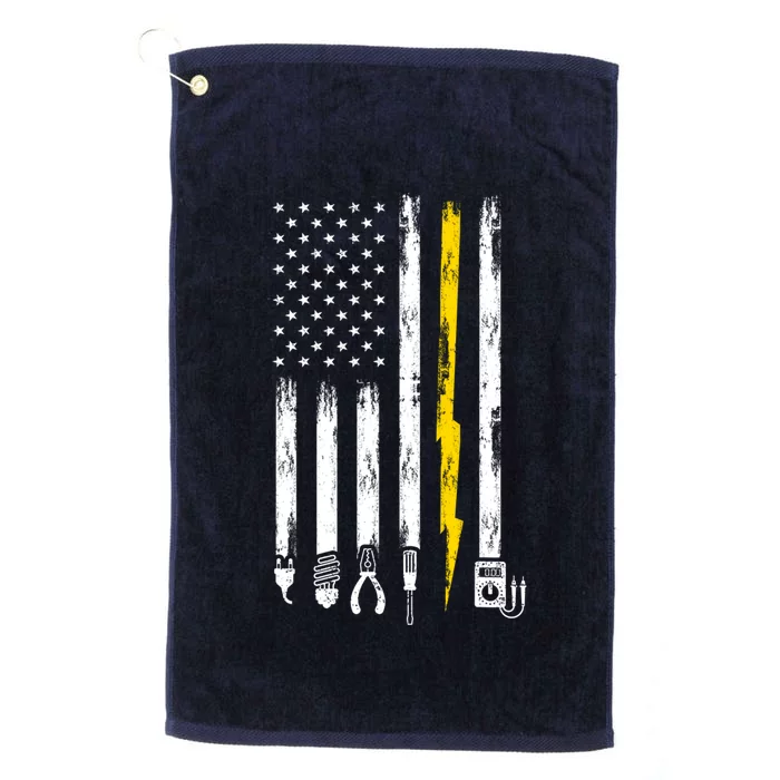 Electrician American Flag USA Platinum Collection Golf Towel