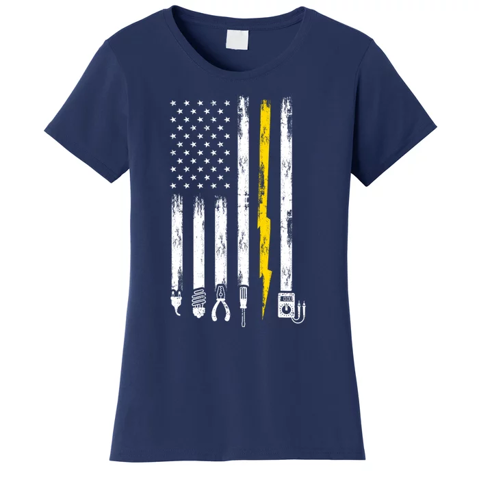 Electrician American Flag USA Women's T-Shirt