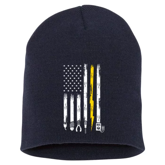 Electrician American Flag USA Short Acrylic Beanie