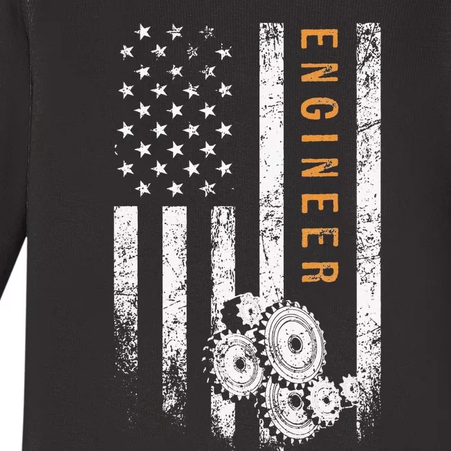 Engineer American Flag Design Engineering Baby Long Sleeve Bodysuit