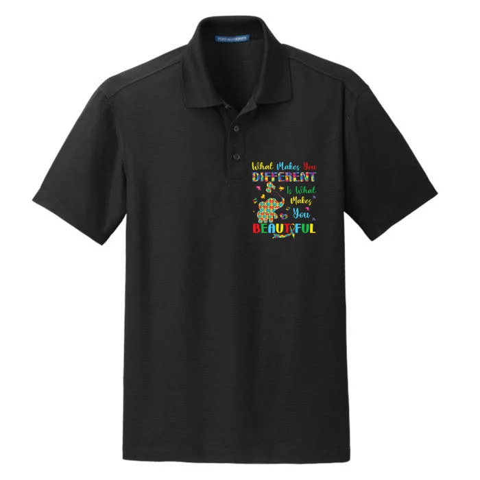 Elephant Autistic For Mom Dad Autism Awareness Dry Zone Grid Performance Polo