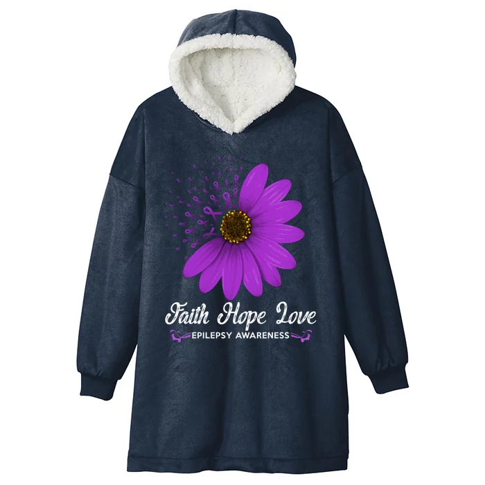 Epilepsy Awareness Faith Hope Love Purple Ribbon Pretty Tee Gift Hooded Wearable Blanket