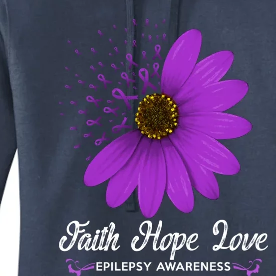 Epilepsy Awareness Faith Hope Love Purple Ribbon Pretty Tee Gift Women's Pullover Hoodie