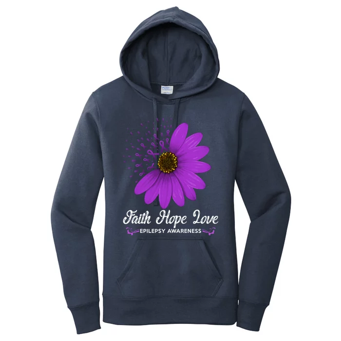 Epilepsy Awareness Faith Hope Love Purple Ribbon Pretty Tee Gift Women's Pullover Hoodie