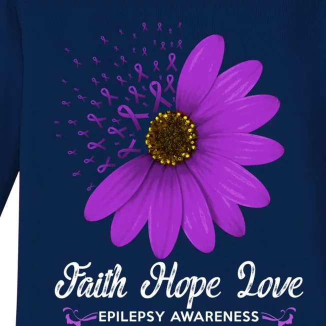 Epilepsy Awareness Faith Hope Love Purple Ribbon Pretty Tee Gift Baby Long Sleeve Bodysuit