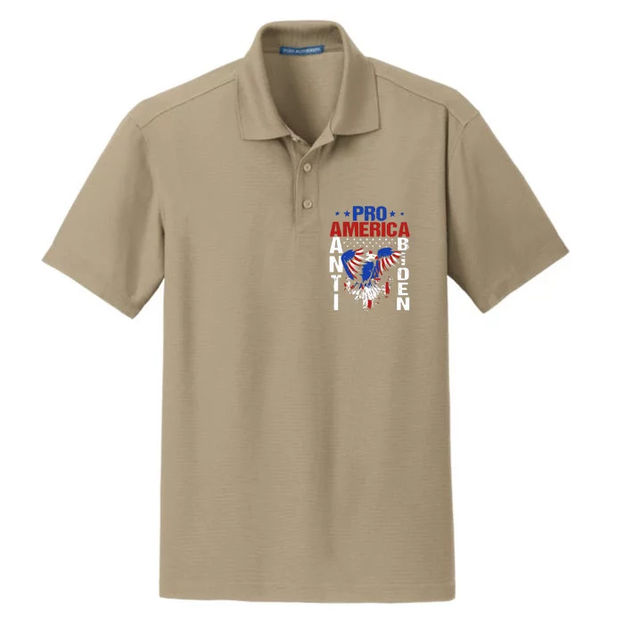 Eagle American Flag Pro America Anti Biden Dry Zone Grid Performance Polo