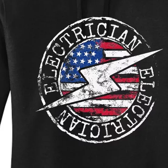 Electrician American Flag Electrical Gift USA Stamp Style Women's Pullover Hoodie