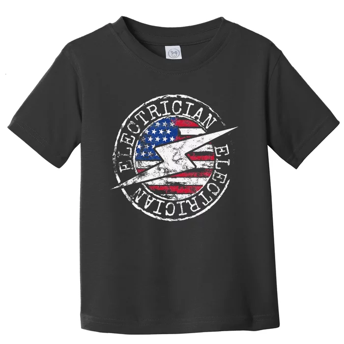 Electrician American Flag Electrical Gift USA Stamp Style Toddler T-Shirt