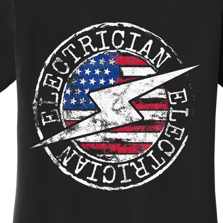 Electrician American Flag Electrical Gift USA Stamp Style Women's T-Shirt