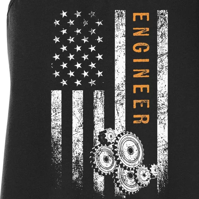 Engineer American Flag Design Engineering Women's Racerback Tank