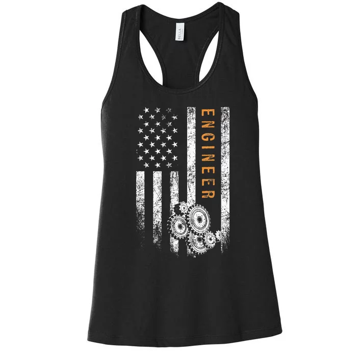 Engineer American Flag Design Engineering Women's Racerback Tank