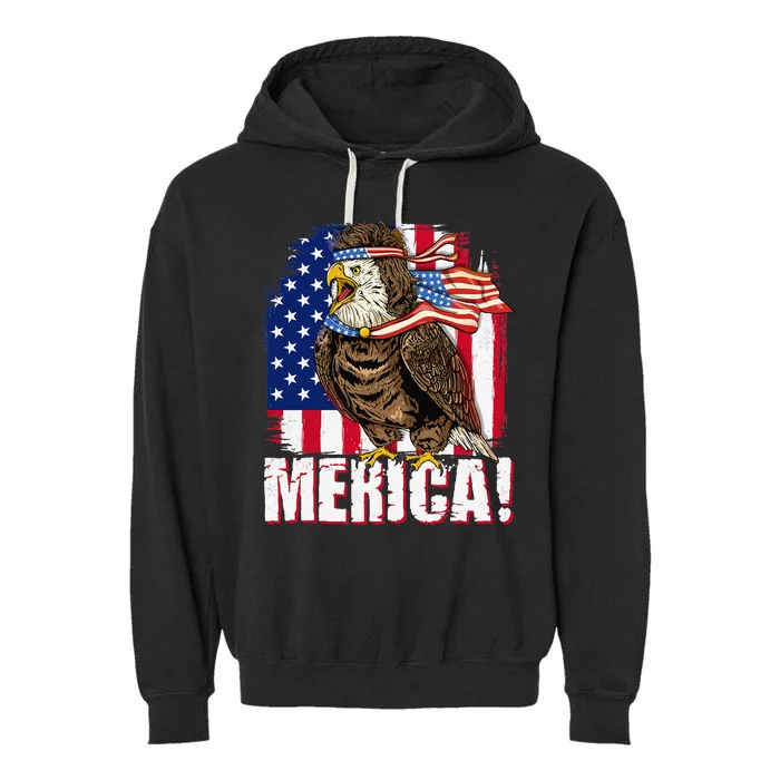 Eagle American Flag USA Flag Mullet Eagle 4th of July Merica Garment-Dyed Fleece Hoodie