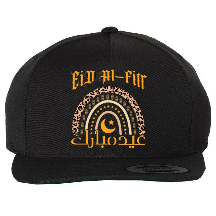 Eid Almeaningful Giftfitr Mubarak Leopard Rainbow Arabic Alphabet Gift Wool Snapback Cap