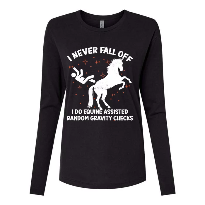 Equine Assisted Gravity Checks Funny Horse Gift Womens Cotton Relaxed Long Sleeve T-Shirt