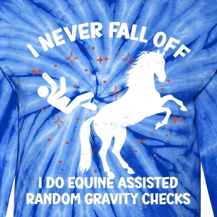 Equine Assisted Gravity Checks Funny Horse Gift Tie-Dye Long Sleeve Shirt