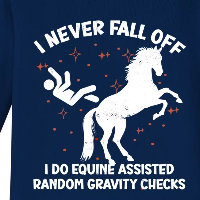 Equine Assisted Gravity Checks Funny Horse Gift Baby Long Sleeve Bodysuit