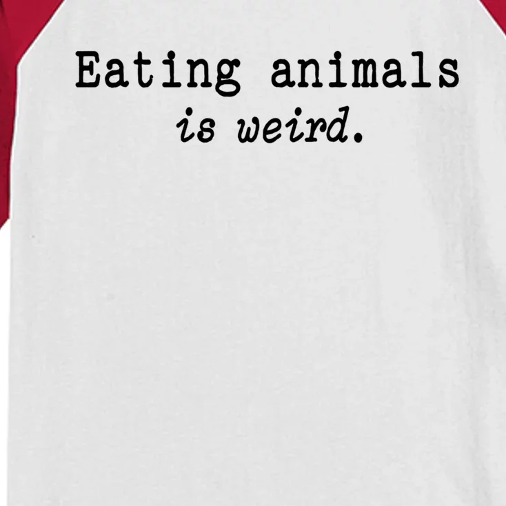 Eating Animals Is Weird Funny Vegetarian Vegan Life Gift Cute Gift Kids Colorblock Raglan Jersey