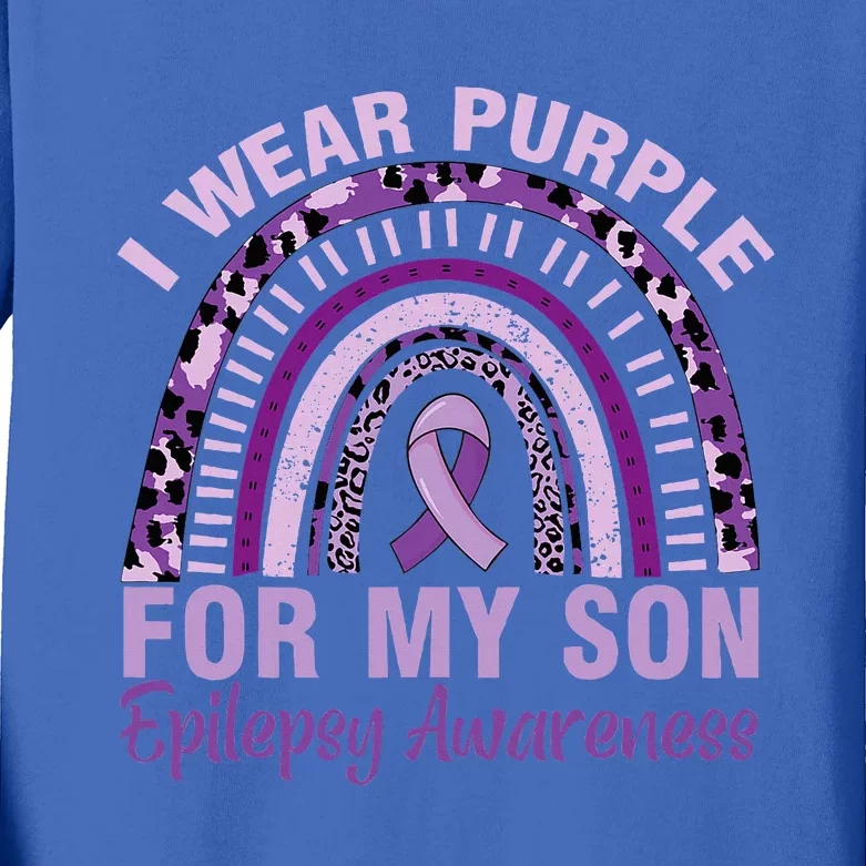 Epilepsy Awareness I Wear Purple For My Son Epilepsy Kids Long Sleeve Shirt