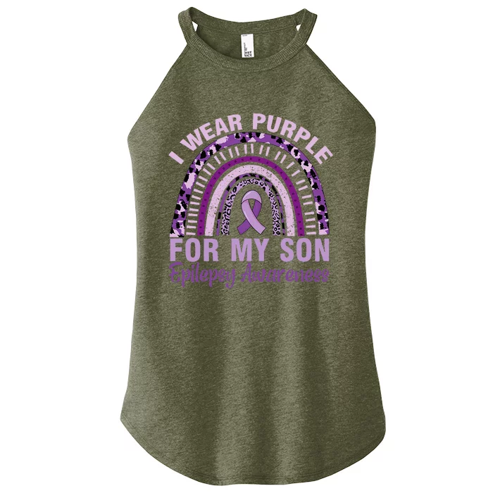 Epilepsy Awareness I Wear Purple For My Son Epilepsy Women’s Perfect Tri Rocker Tank