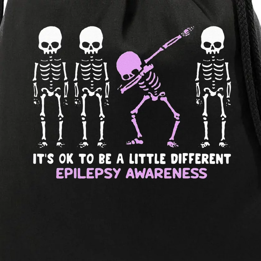 Epilepsy Awareness It's Ok To Be A Little Different Purple Drawstring Bag