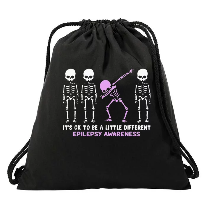 Epilepsy Awareness It's Ok To Be A Little Different Purple Drawstring Bag