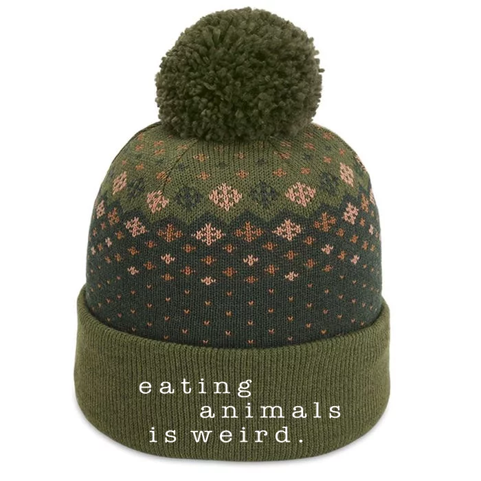 Eating Animals Is Weird Vegan Gift Vegetarian The Baniff Cuffed Pom Beanie